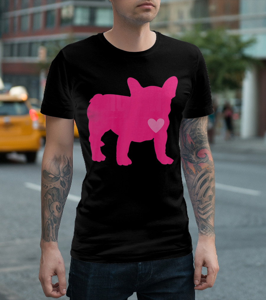 Ition Frenchie Pink Heart Valentine T-Shirt