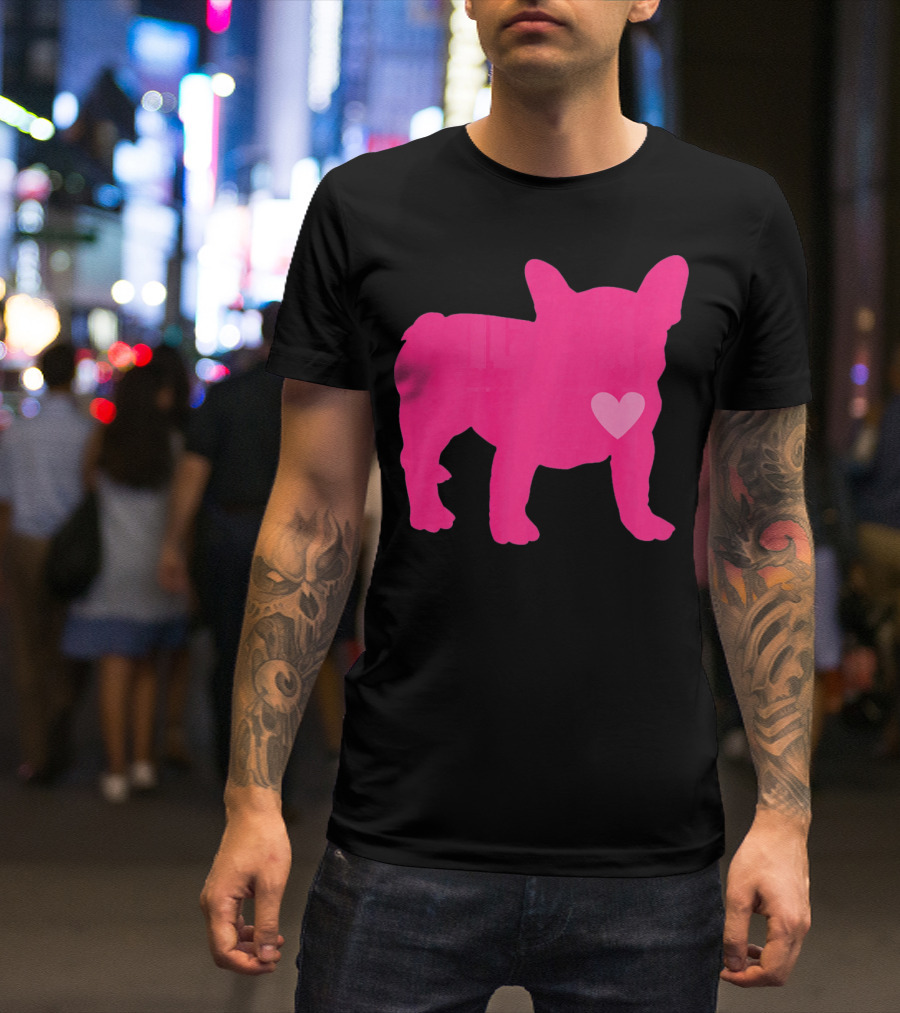 Ition Frenchie Pink Heart Valentine T-Shirt