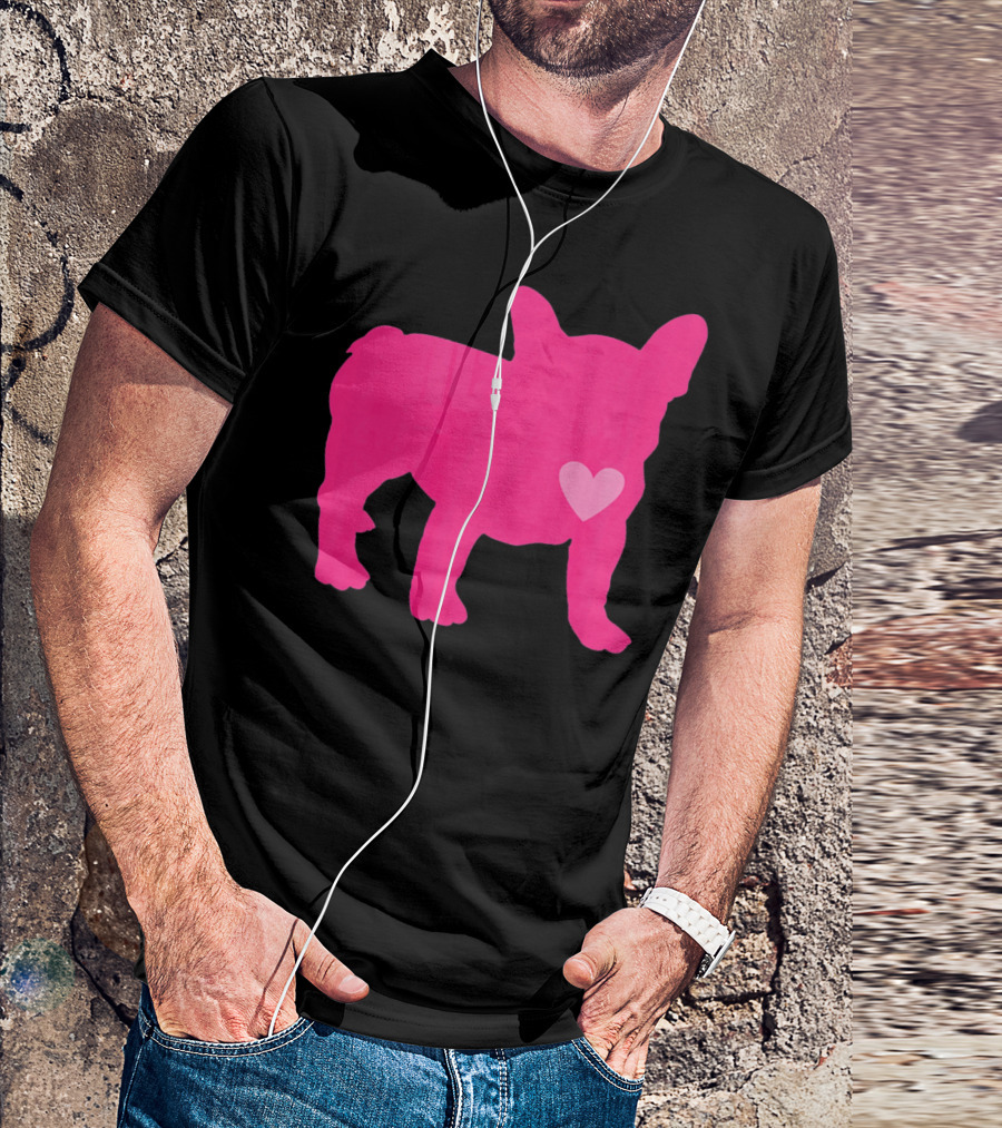 Ition Frenchie Pink Heart Valentine T-Shirt