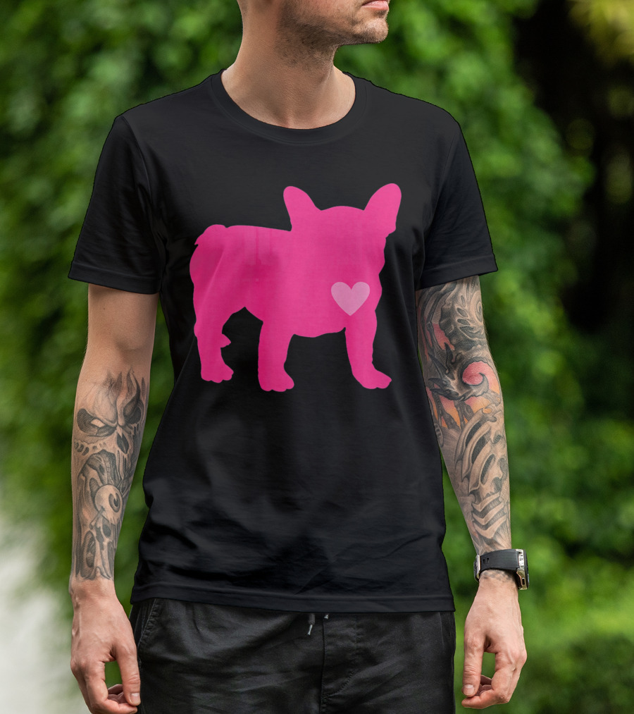 Ition Frenchie Pink Heart Valentine T-Shirt