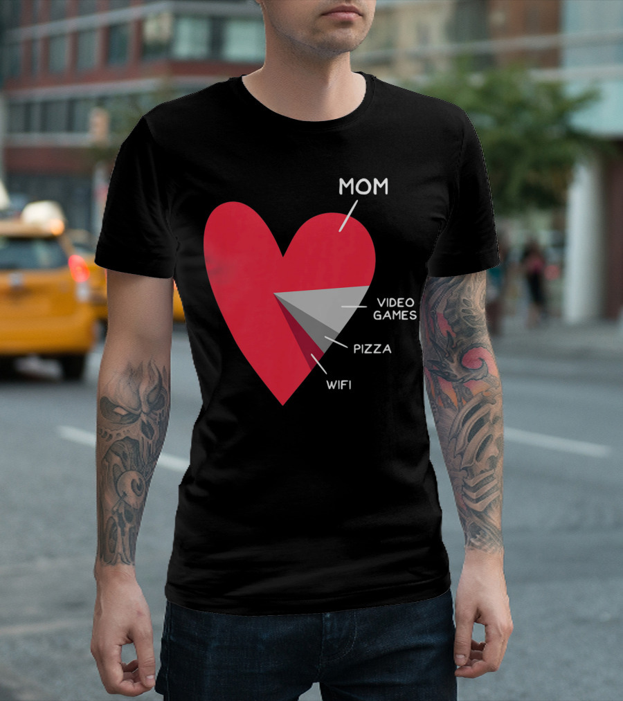 Mom Heart Video Games Pizza Wifi Pie Chart T-Shirt