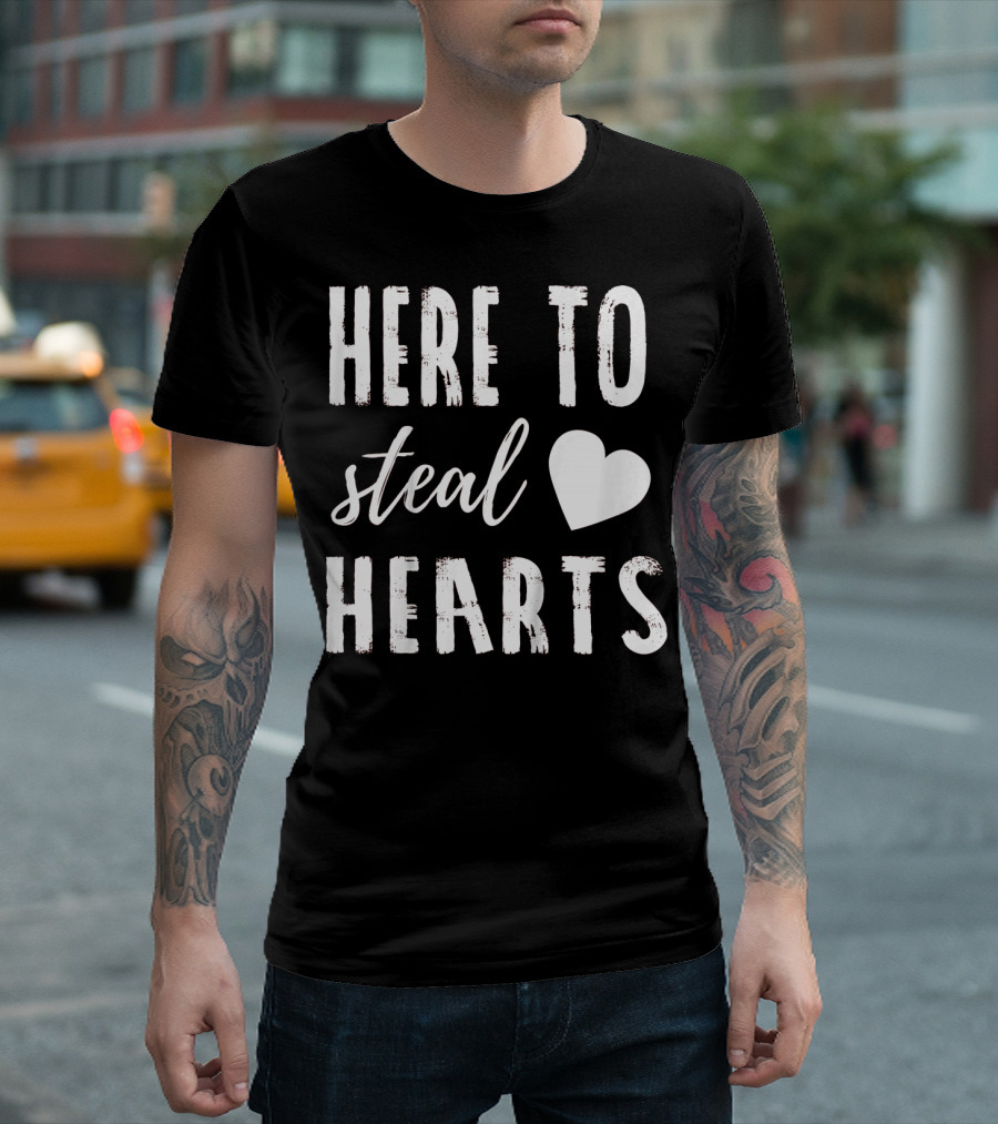 Here to Steal Hearts Kids Valentines Day T-Shirt