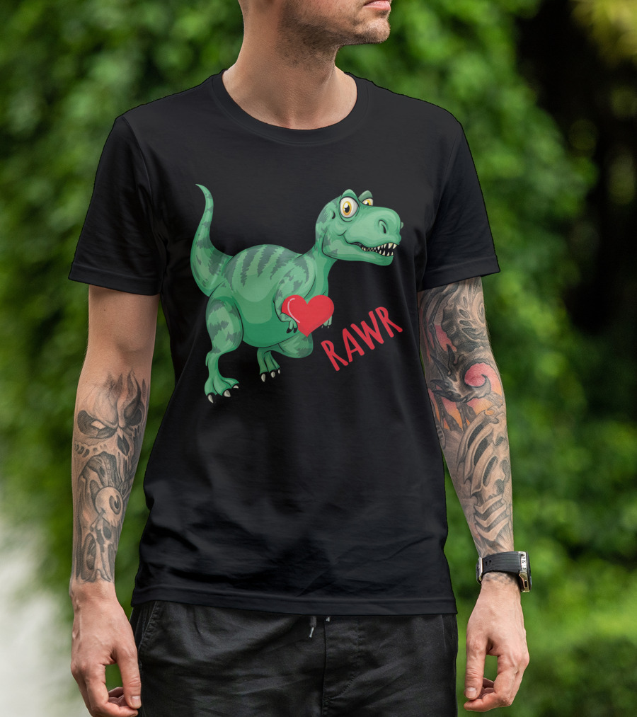 Kids Valentines Day Toddler Dinosaur Holding Heart Rawr T-Shirt