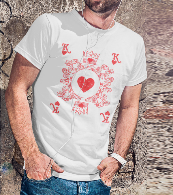 King Of Hearts Vintage Valentine Playing Card T-Shirt