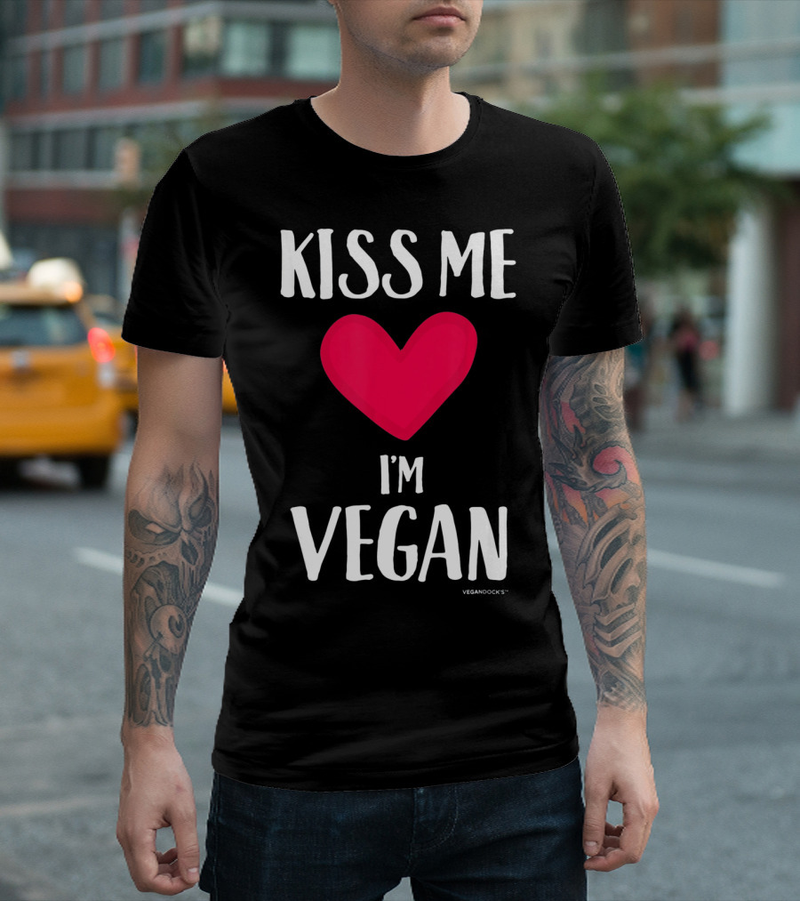 Kiss Me I'm Vegan Heart Valentine's Day Vegandocks T-Shirt