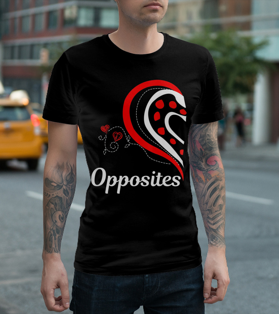 Opposites Attract Matching Couples Heart T-Shirt