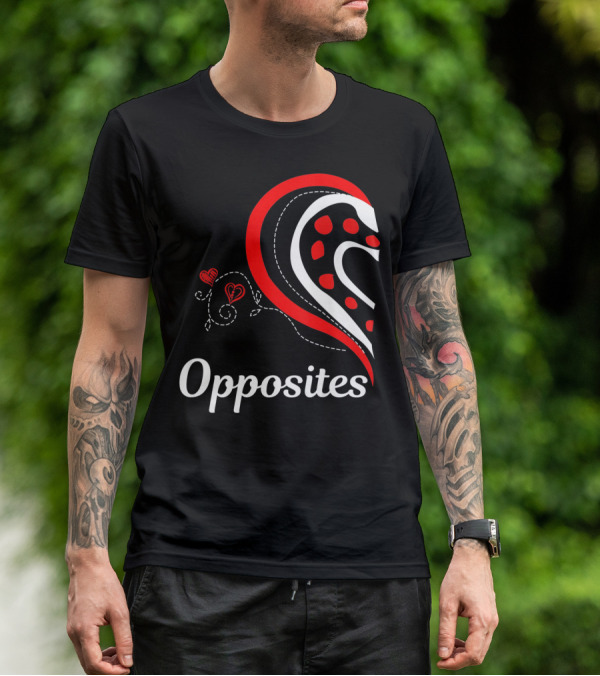 Opposites Attract Matching Couples Heart T-Shirt