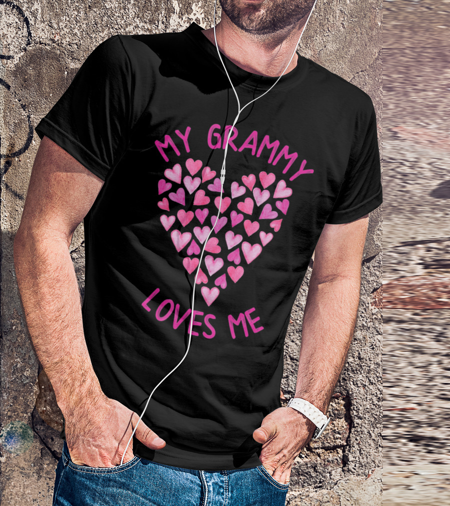 My Grammy Loves Me Pink Valentine Hearts T-Shirt