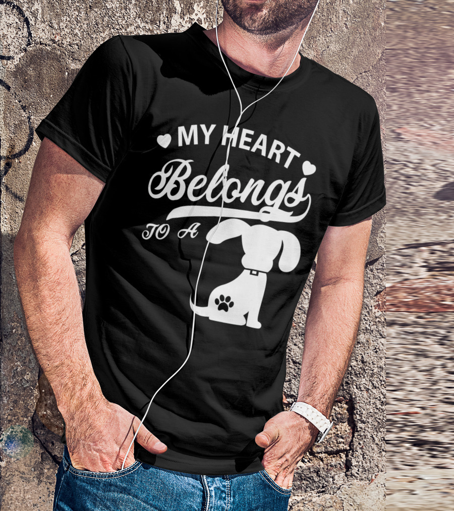 My Heart Belongs To A Dog With Paw Print And Hearts T-Shirt