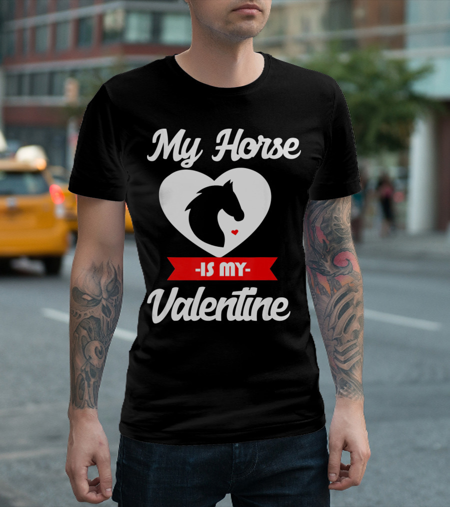 My Horse Is My Valentine Heart Silhouette Cowgirl Cowboy T-Shirt