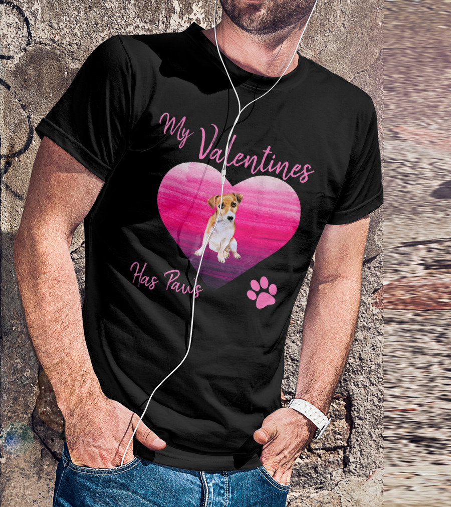 My Valentines Has Paws Jack Russell Terrier Dog Heart Valentine T-Shirt