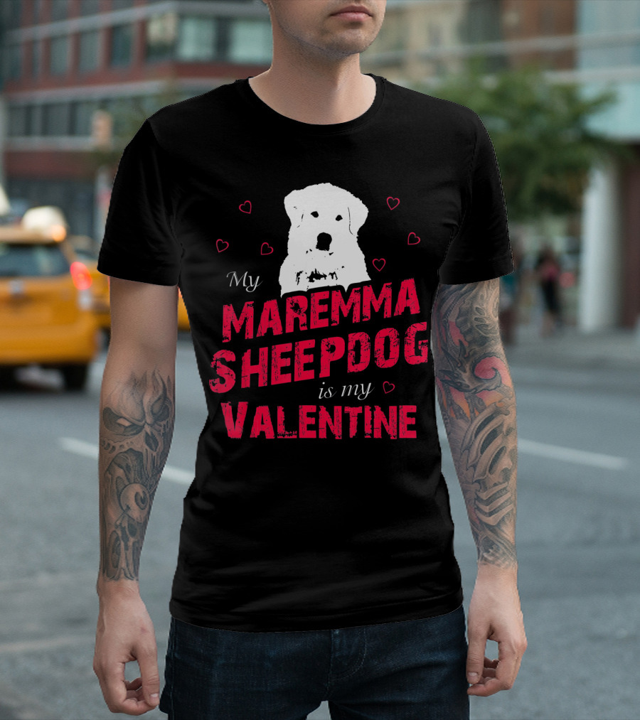 Maremma Sheepdog Valentine Love with Heart Accents T-Shirt