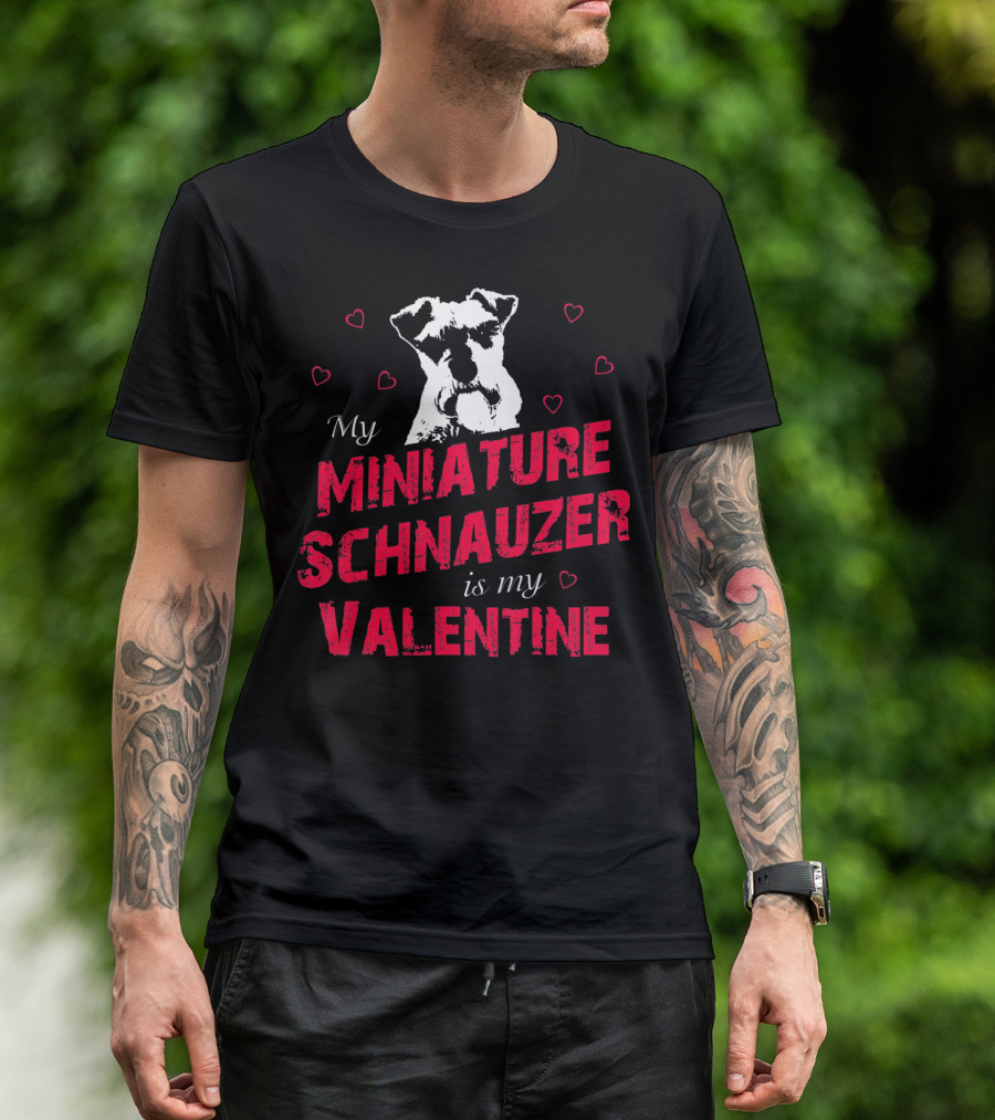 My Miniature Schnauzer Is My Valentine With Hearts T-Shirt