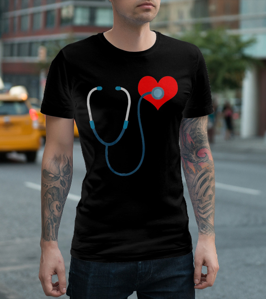Nurse Valentine's Day Heart Stethoscope T-Shirt