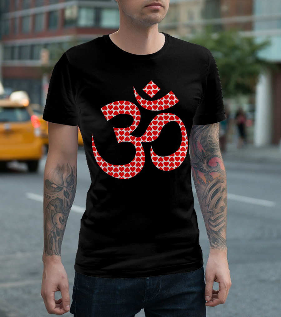 Om Heart Pattern Symbol Yoga T-Shirt