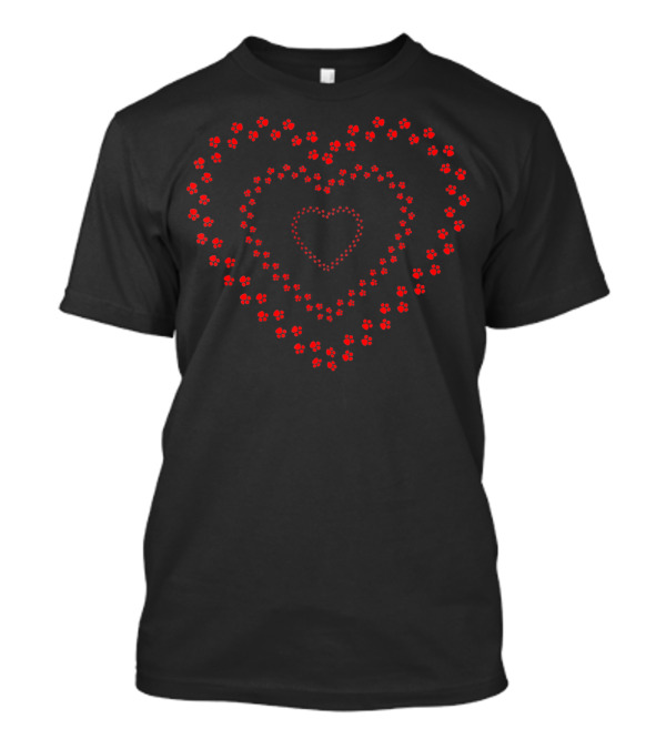 Paw Print Hearts Pattern Animal Lover T-Shirt