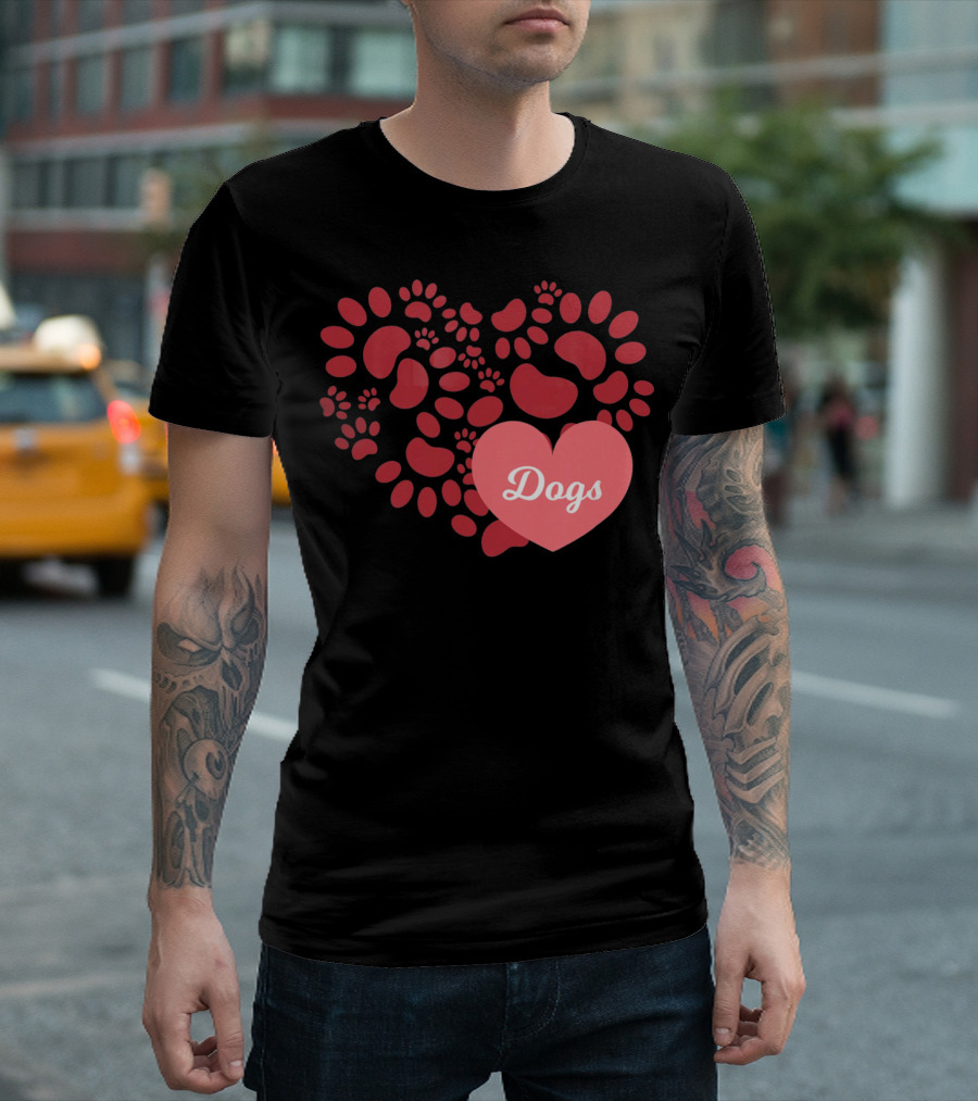 Paw Print Heart Dogs Mom and Pet T-Shirt