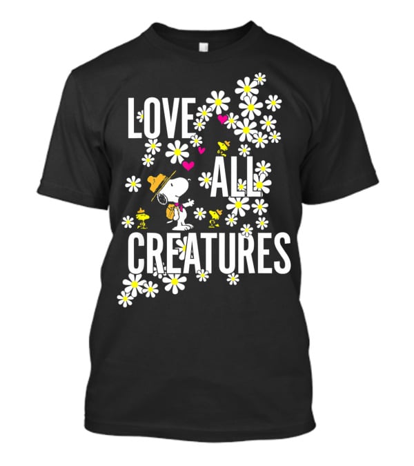 Peanuts Love All Creatures Valentine Snoopy With Flowers T-Shirt