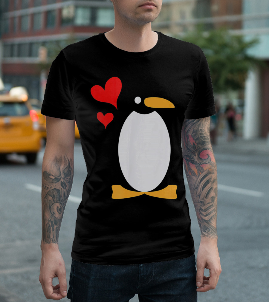 Penguin with Red Hearts T-Shirt