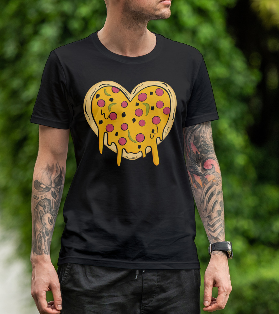 Pepperoni Pizza Heart Valentine's Day T-Shirt