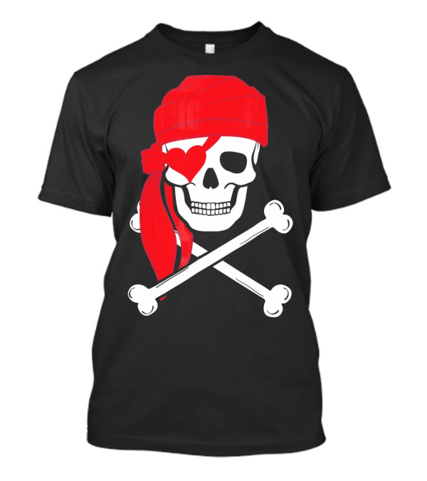 Pirate Skull And Cross Bones Heart Eyepatch Valentines T-Shirt