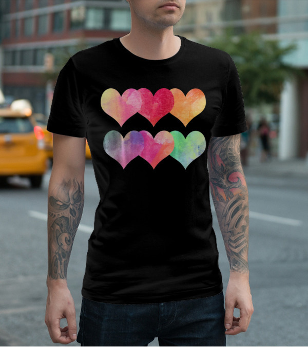 Adorable Pastel Hearts Valentines Day Love T-Shirt