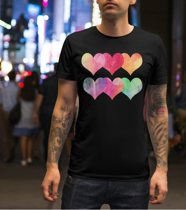 Adorable Pastel Hearts Valentines Day Love T-Shirt