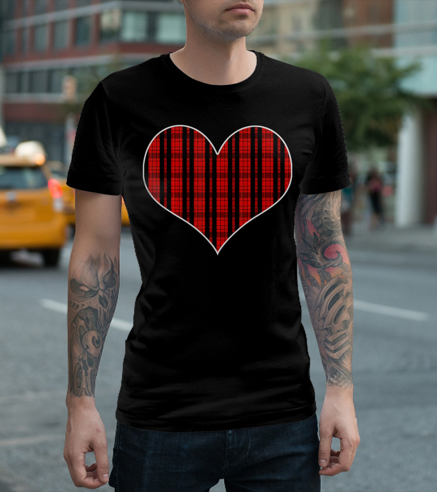 Plaid Tartan Heart Valentine's Day T-Shirt