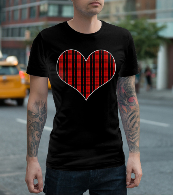 Plaid Tartan Heart Valentine's Day T-Shirt