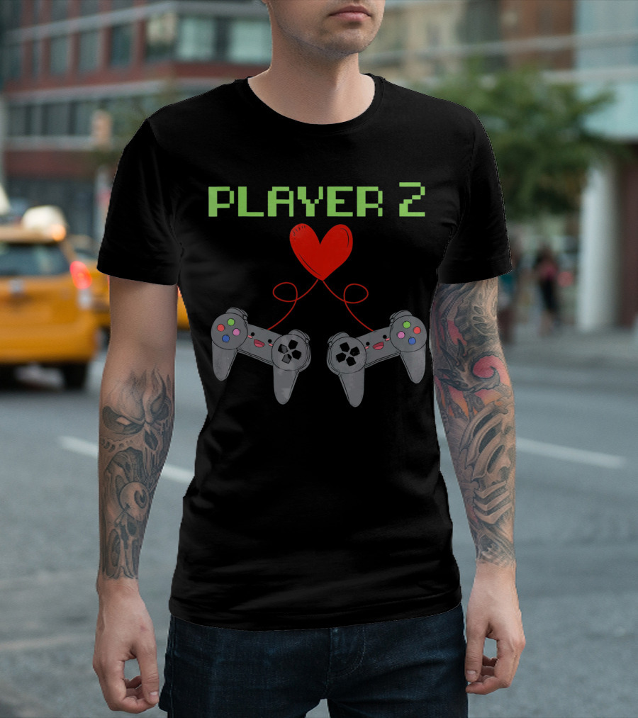 Player 2 Valentine Heart Game Controllers T-Shirt