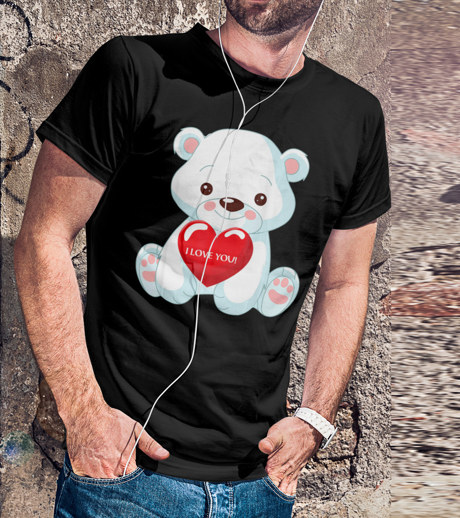 Polar Bear Holding Heart I Love You T-Shirt