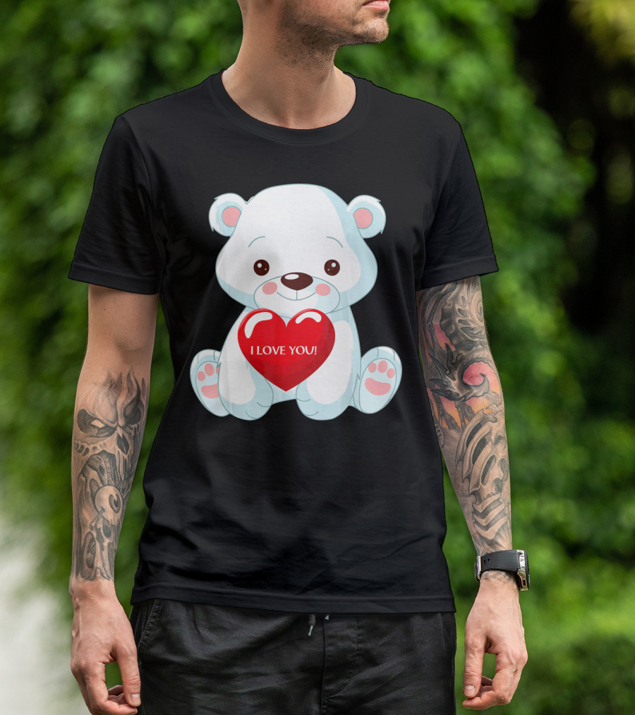 Polar Bear Holding Heart I Love You T-Shirt