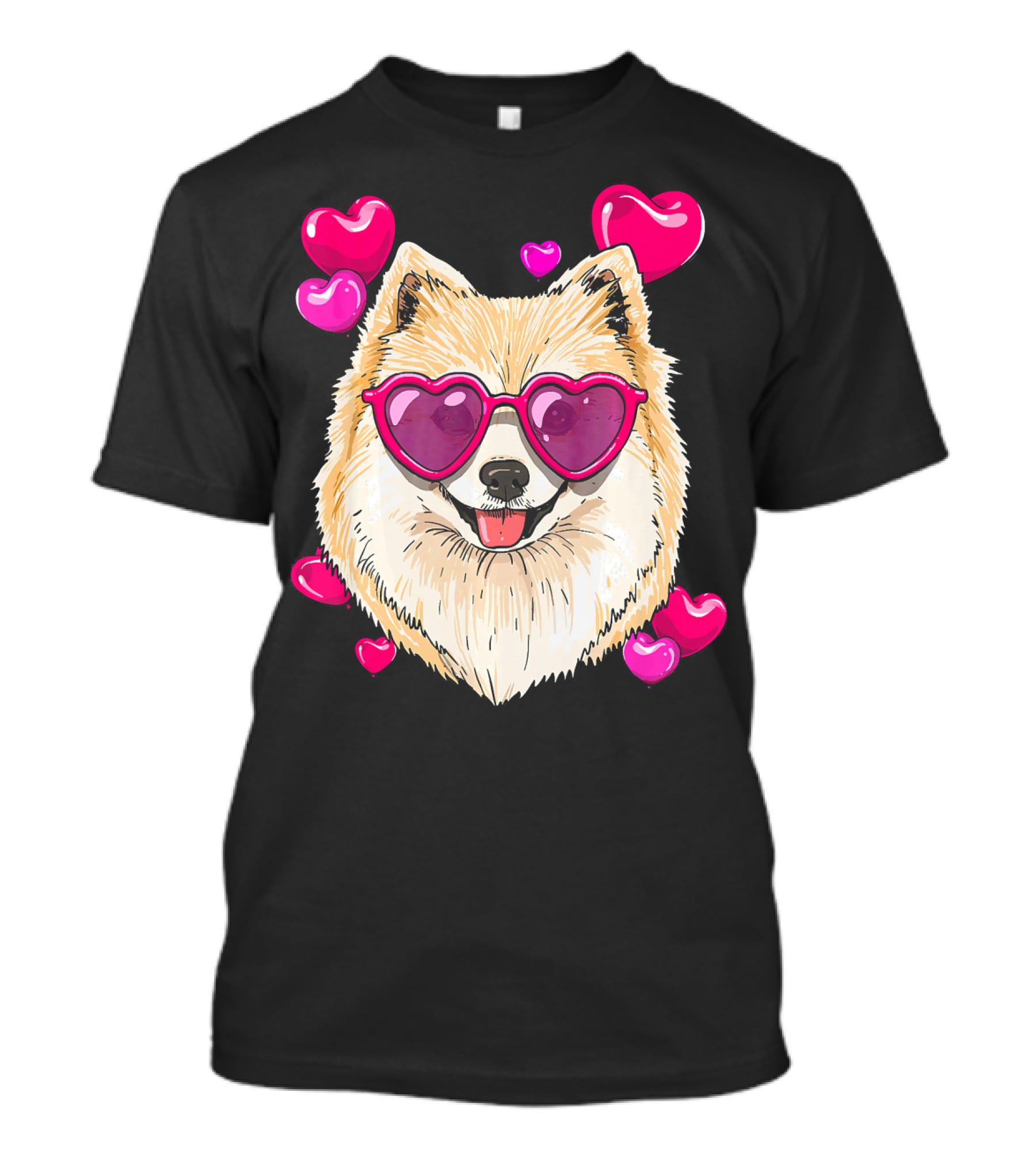 Pomeranian Valentines Day Heart Sunglasses Love Dog T-Shirt