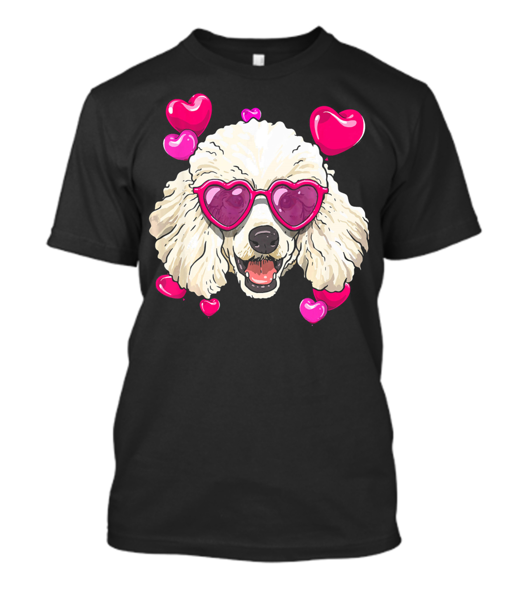 Poodle Valentines Day Heart Glasses Cute Dog T-Shirt