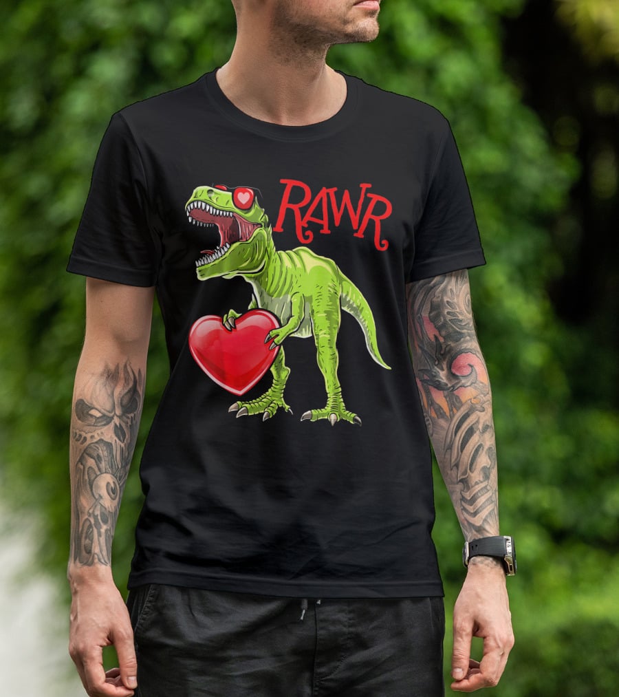 Rawr Valentine's Day T-Rex Dinosaur With Heart T-Shirt