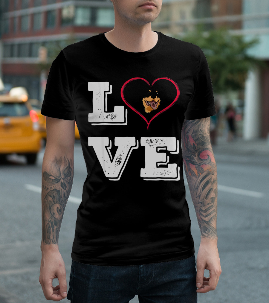 LOVE Rottweiler Lover Dog Heart Face T-Shirt