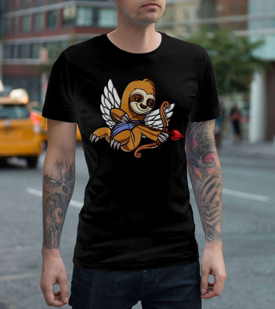 Sloth Cupid With Heart Arrow Valentines Day Love T-Shirt