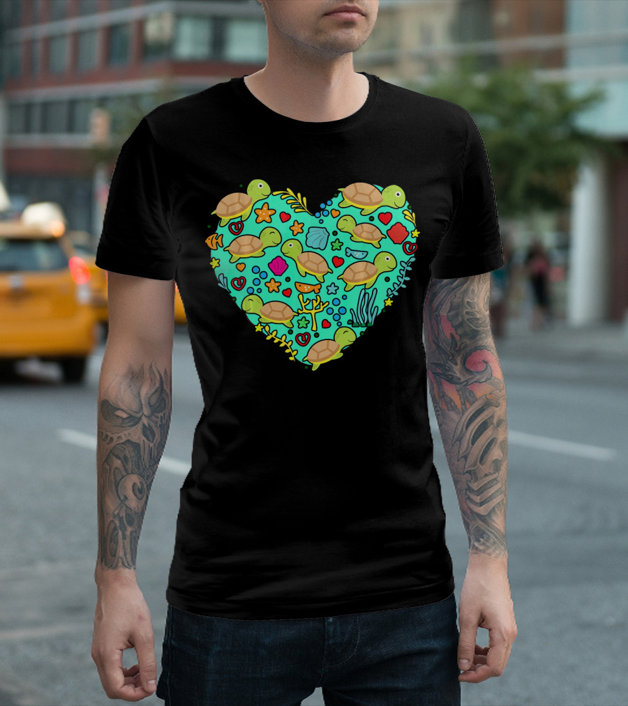 Sea Turtle Heart Valentine's Day T-Shirt