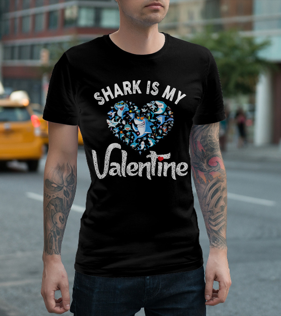 Shark Is My Valentine Shark Lovers Family T-Shirt