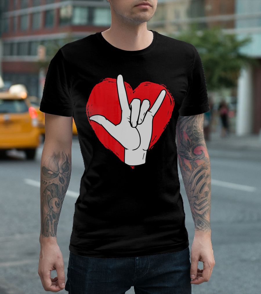 Sign Language I Love You ASL Heart Valentine's Gesture T-Shirt