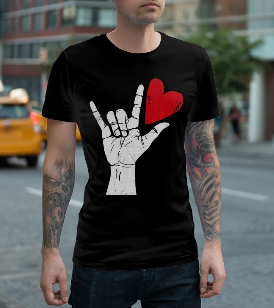 Sign Language I Love You Valentine Heart T-Shirt