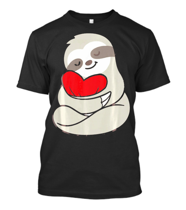 Sloth Hugging Heart Love Valentines T-Shirt