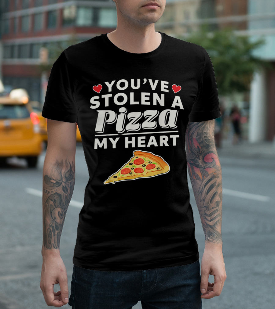 You've Stolen A Pizza My Heart Valentine's Funny Pizza Slice Hearts T-Shirt
