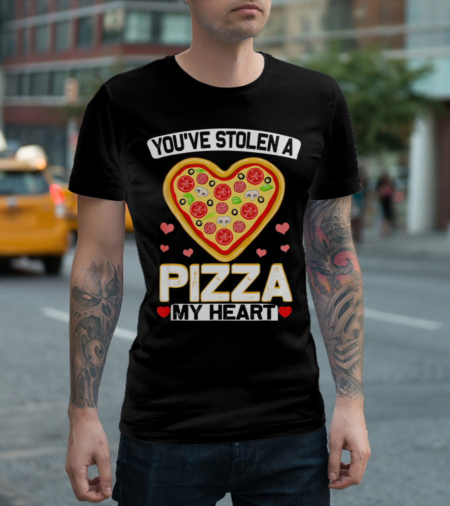 You've Stolen a Pizza My Heart Valentine's Day Hearts T-Shirt