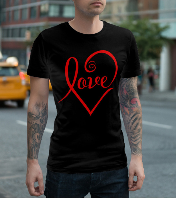Stylish Heart Shape Love Valentine's Day T-Shirt