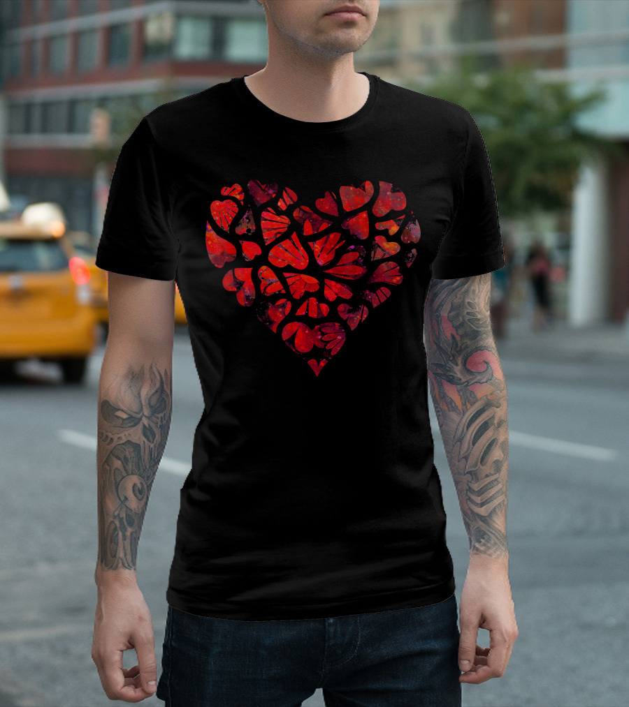 Tie Dye Style Romantic Heart Pattern for Couples T-Shirt