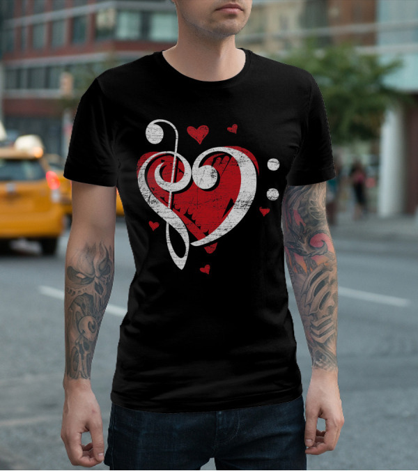 Treble Clef Heart Love Music T-Shirt