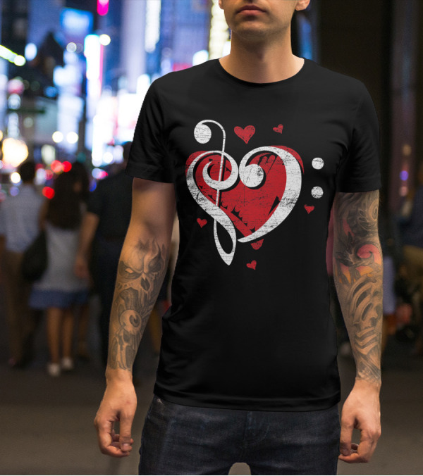 Treble Clef Heart Love Music T-Shirt