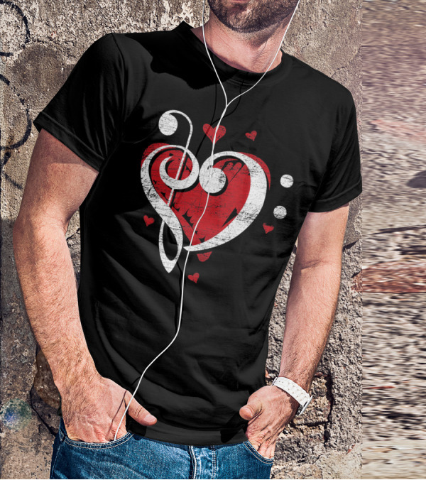 Treble Clef Heart Love Music T-Shirt
