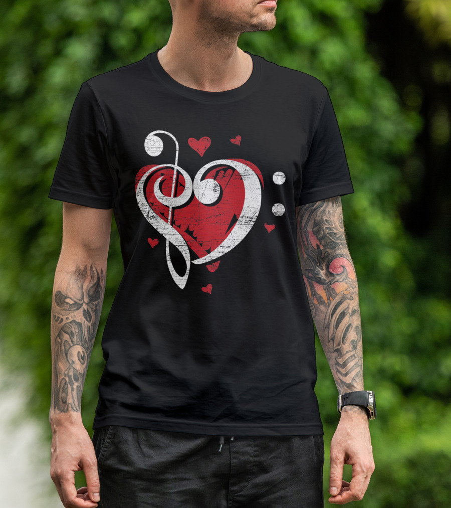 Treble Clef Heart Love Music T-Shirt